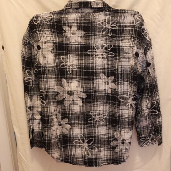 Justice Flowered Plaid and floral button up Size L - Picture 9 of 9